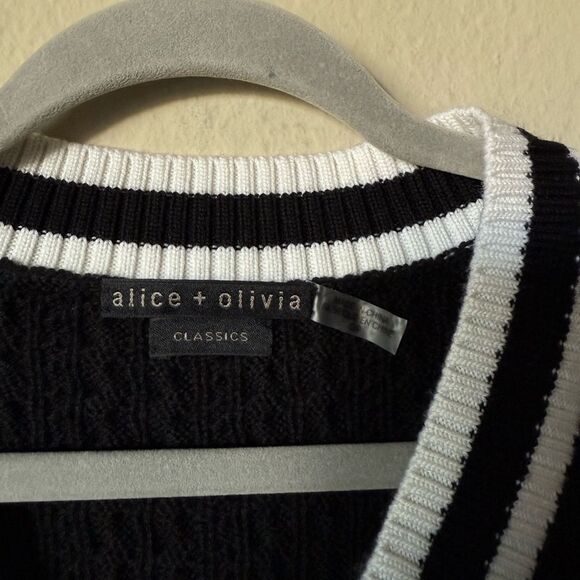 Alice + Olivia Orly Sweater Black Vest White Size S - Picture 10 of 10